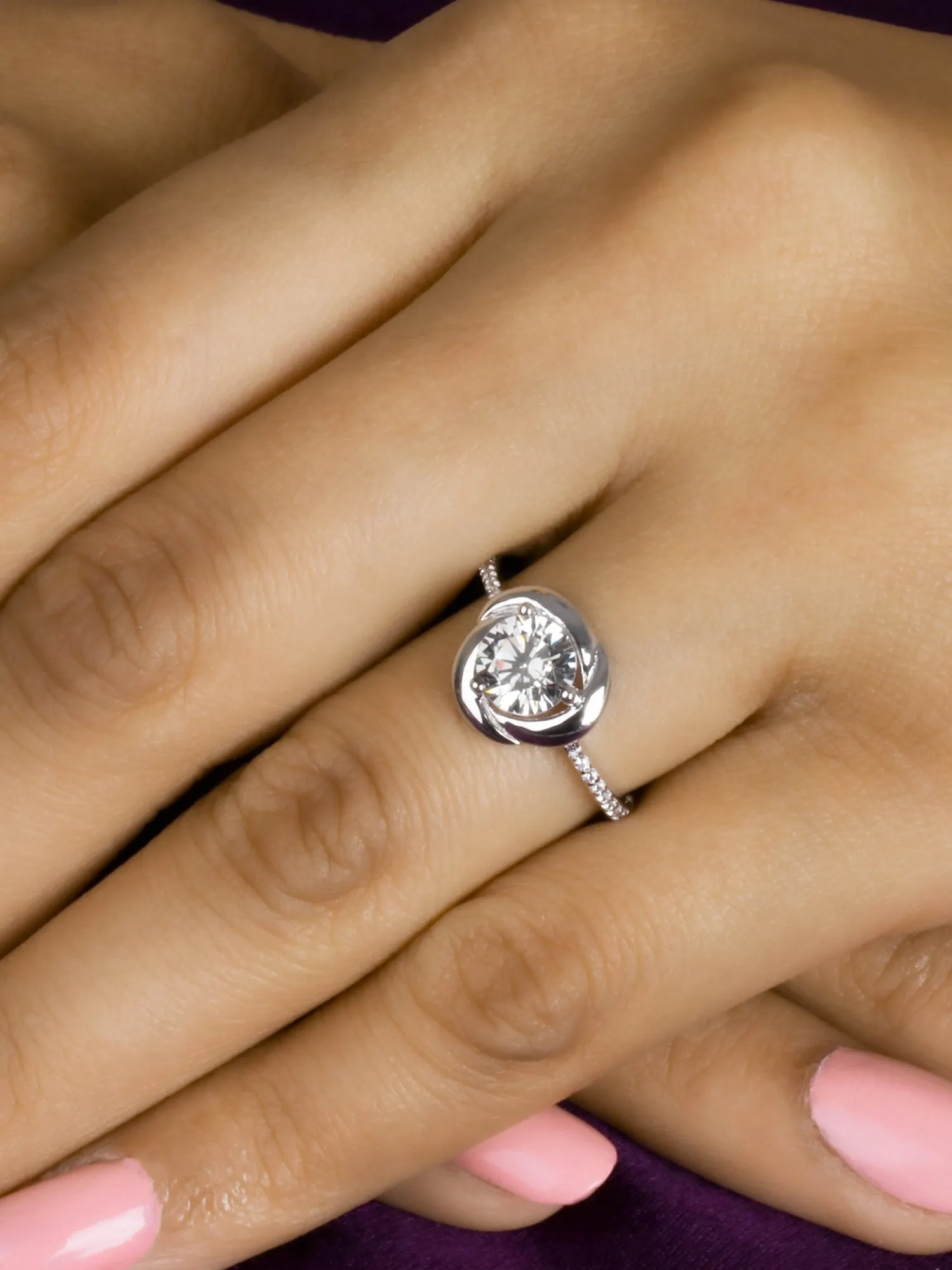 0.5 Carat American Diamond Solitaire Flower Ring