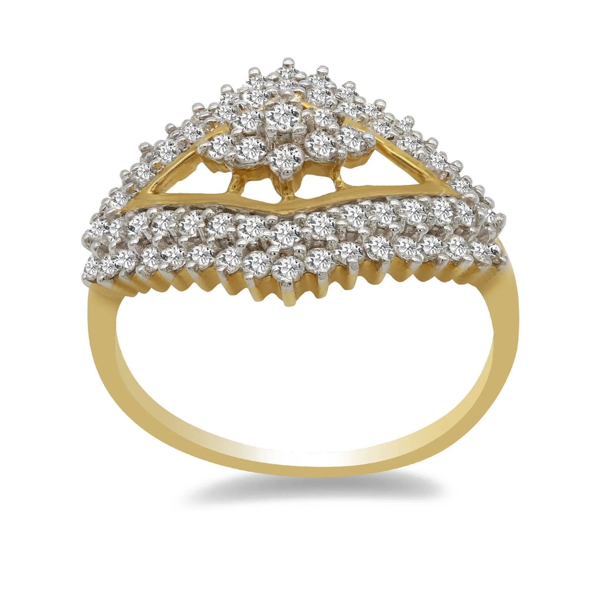 0.85CT Diamond Floral Cocktail Ring Set in 18K Yellow Gold