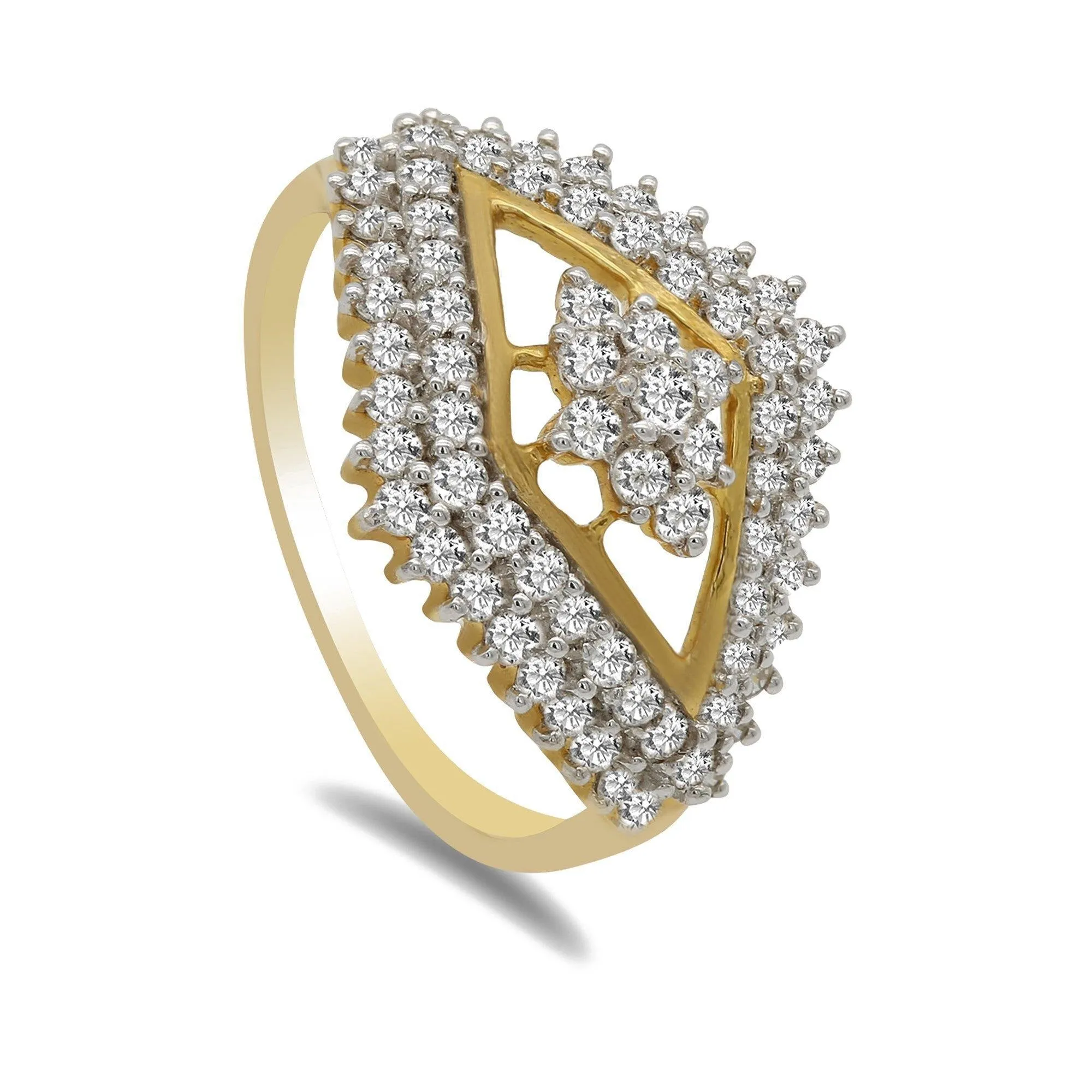 0.85CT Diamond Floral Cocktail Ring Set in 18K Yellow Gold