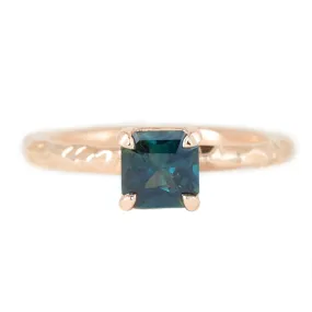 0.90ct Australian Square Cut Sapphire Evergreen Solitaire in 14k Rose Gold