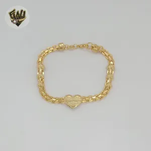 (1-0726-1) Gold Laminate - 4.5mm Heart Bismarck Link Bracelet - BGF