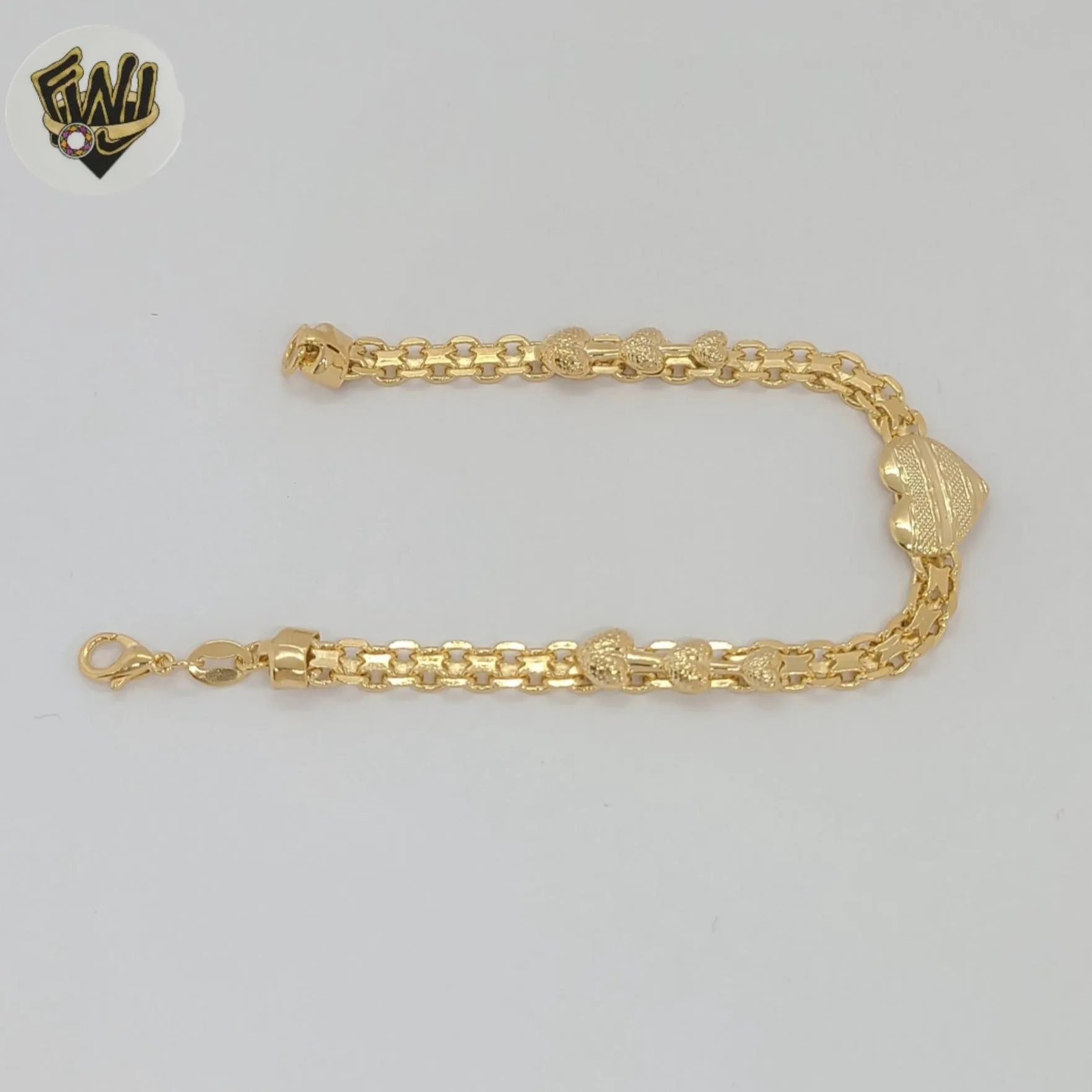 (1-0726-1) Gold Laminate - 4.5mm Heart Bismarck Link Bracelet - BGF