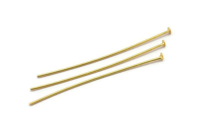 100 Raw Brass Head Pin, Findings (50 mmx0.80mm)  BRC212