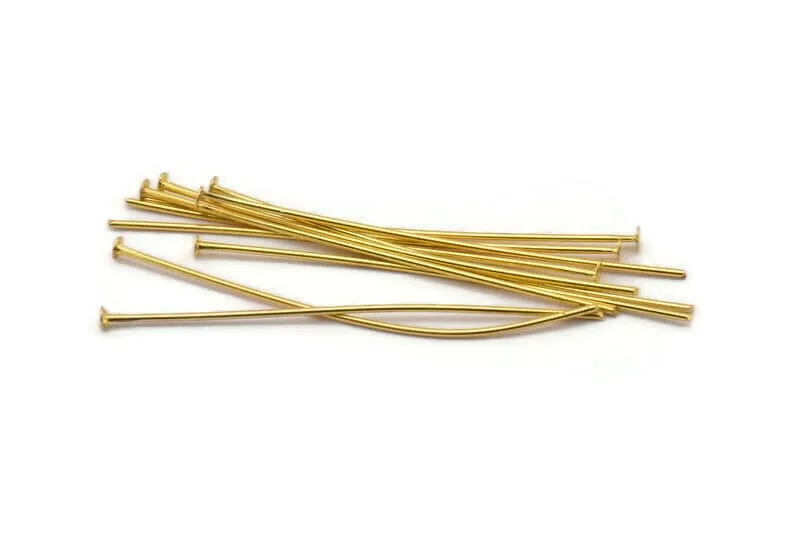 100 Raw Brass Head Pin, Findings (50 mmx0.80mm)  BRC212