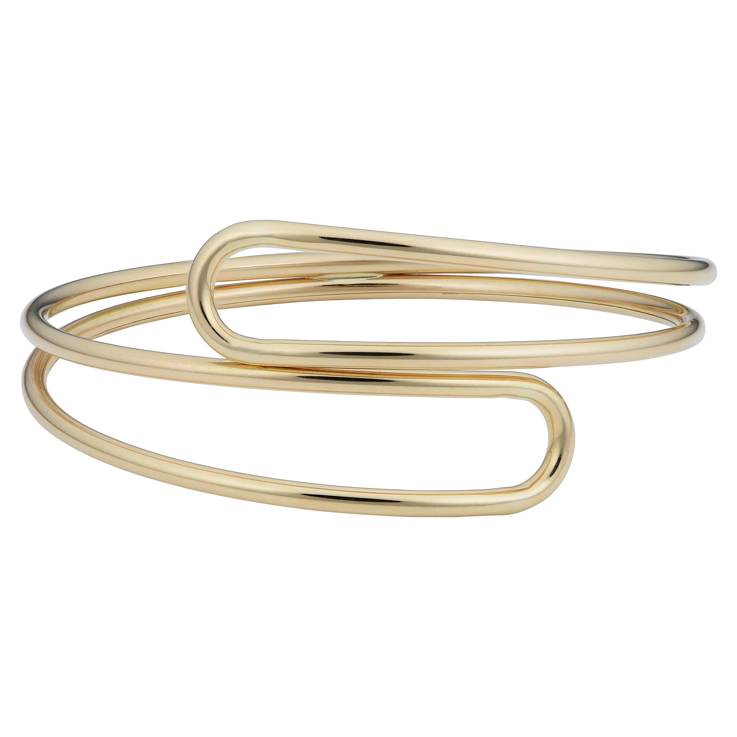 10k Yellow Gold Bypass Women's Bangle Bracelet, 7.5