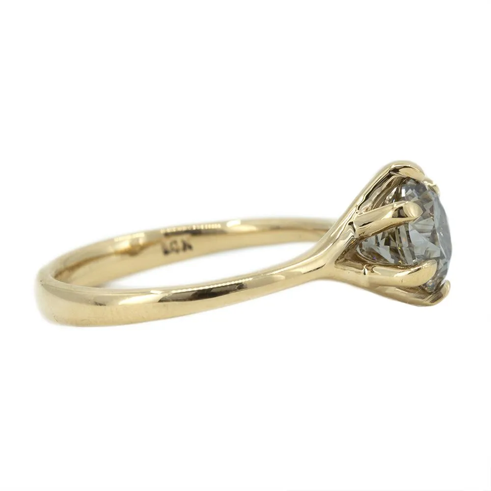 1.46ct Round Champagne Diamond Six Prong Split Shank Solitaire in 14k Yellow Gold