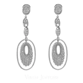 1.4CT Diamond Drop Oval Earrings Set In 14K White Gold