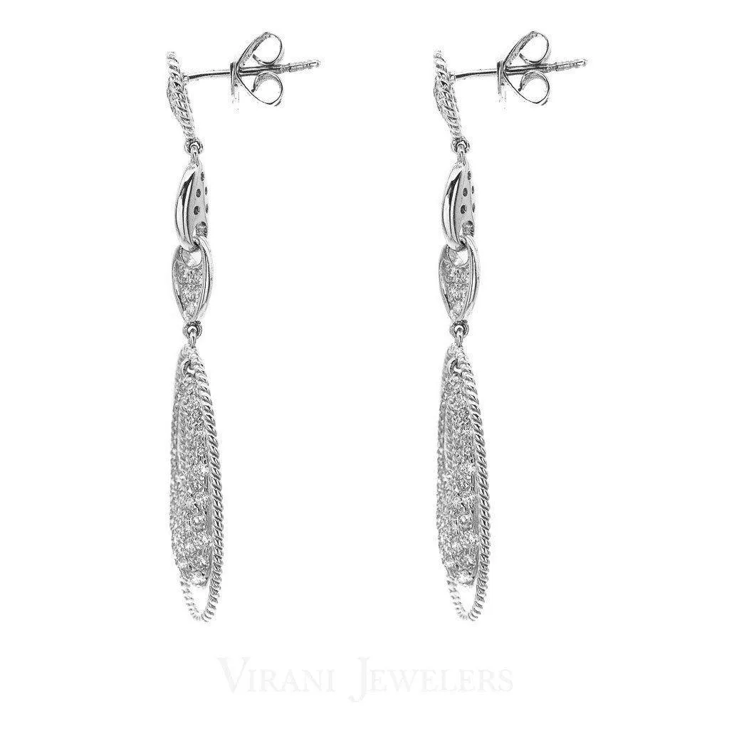 1.4CT Diamond Drop Oval Earrings Set In 14K White Gold