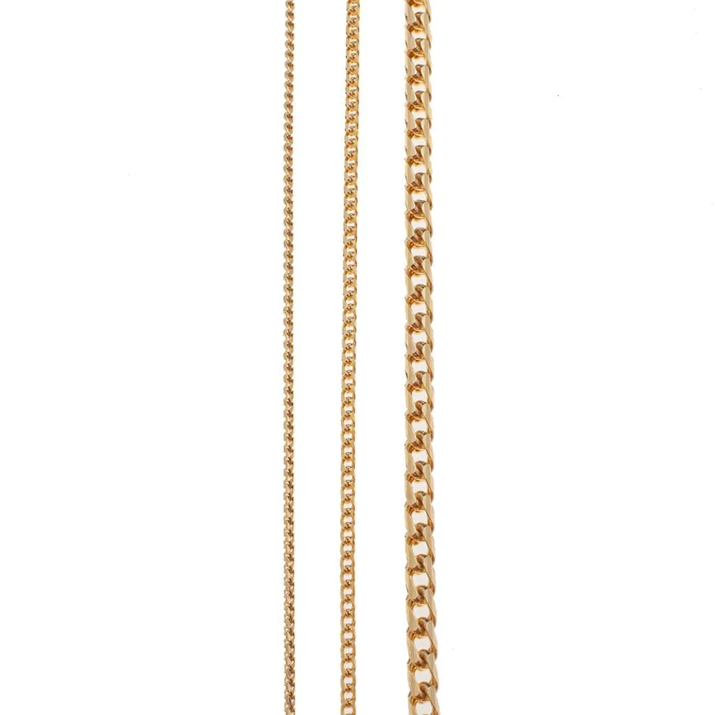 14K & 18K Gold Large Franco Diamond Cut Chain Necklace 3mm