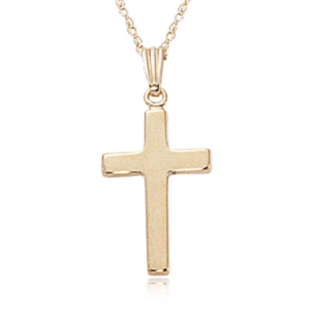 14k Gold Flat Polished Cross Pendant