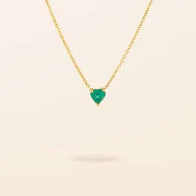 14K Gold Heart Shaped Emerald Necklace