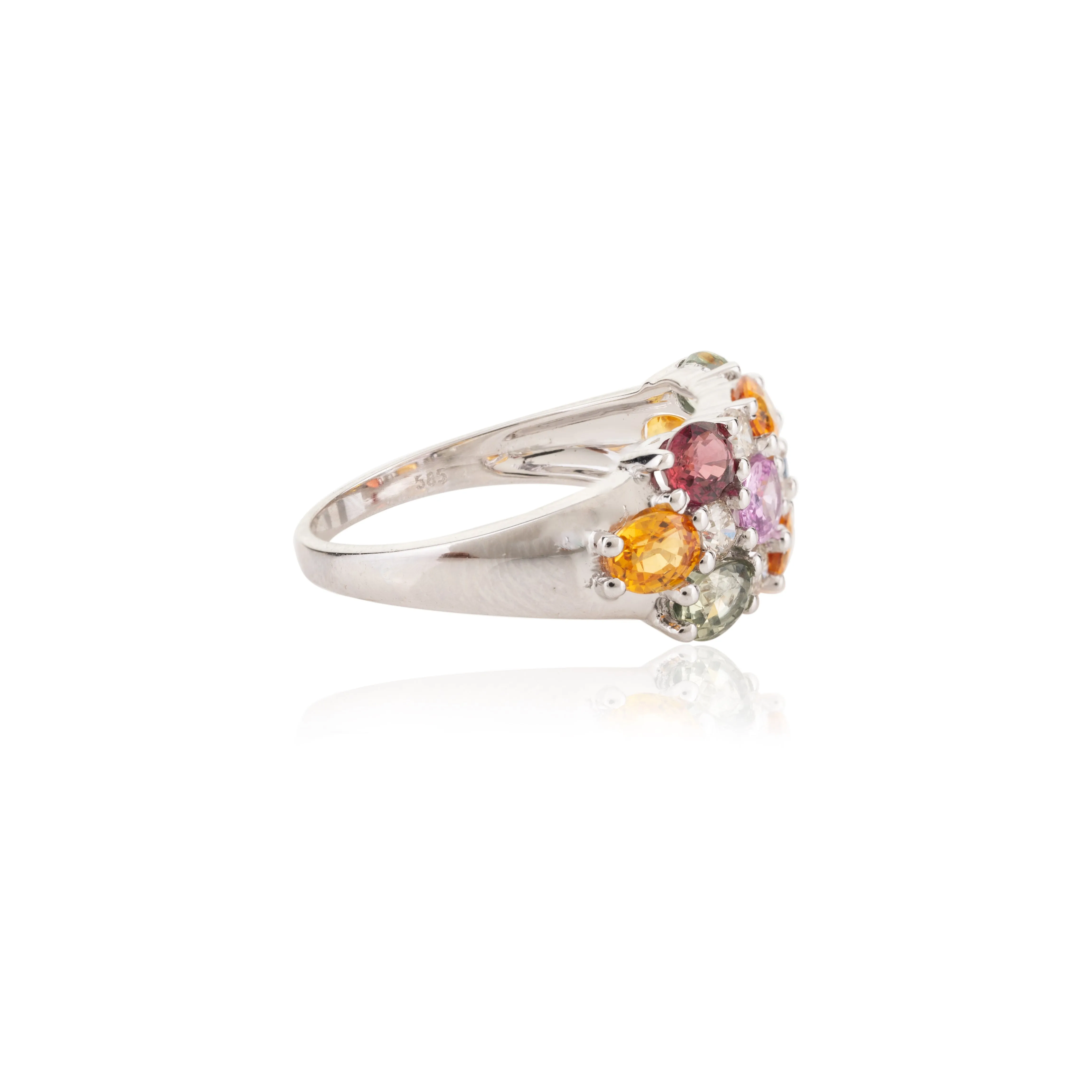 14K Gold Multi Sapphire & Diamond Ring