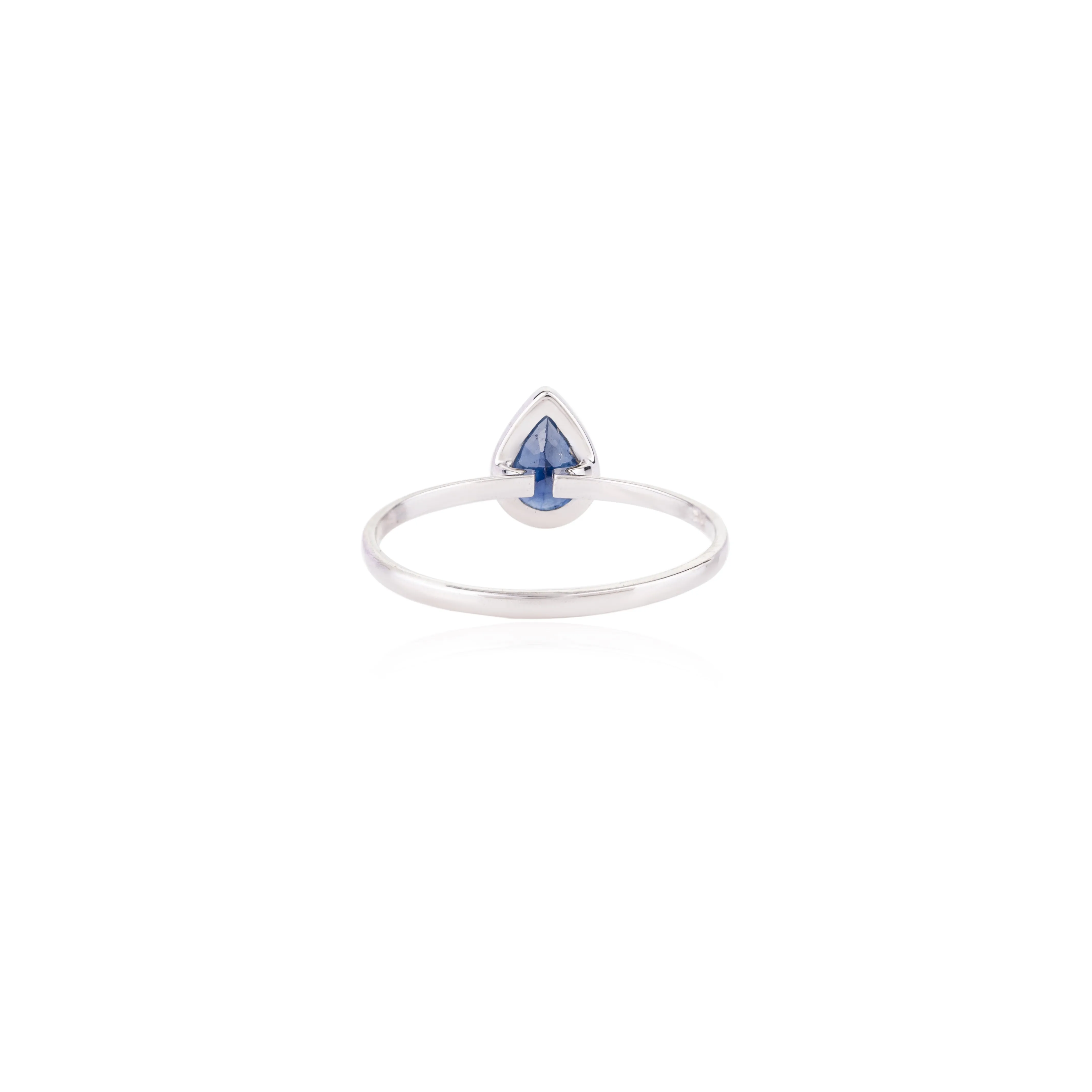 14K Gold Pear Cut Blue Sapphire Ring