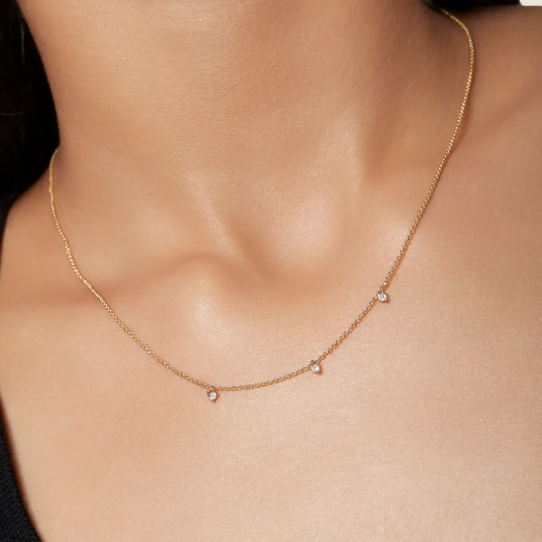 14K Gold Tri Lab-Grown Diamonds Choker Necklace