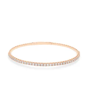 14K Rose Gold Diamond Flexible Bangle Bracelet 1.45cttw