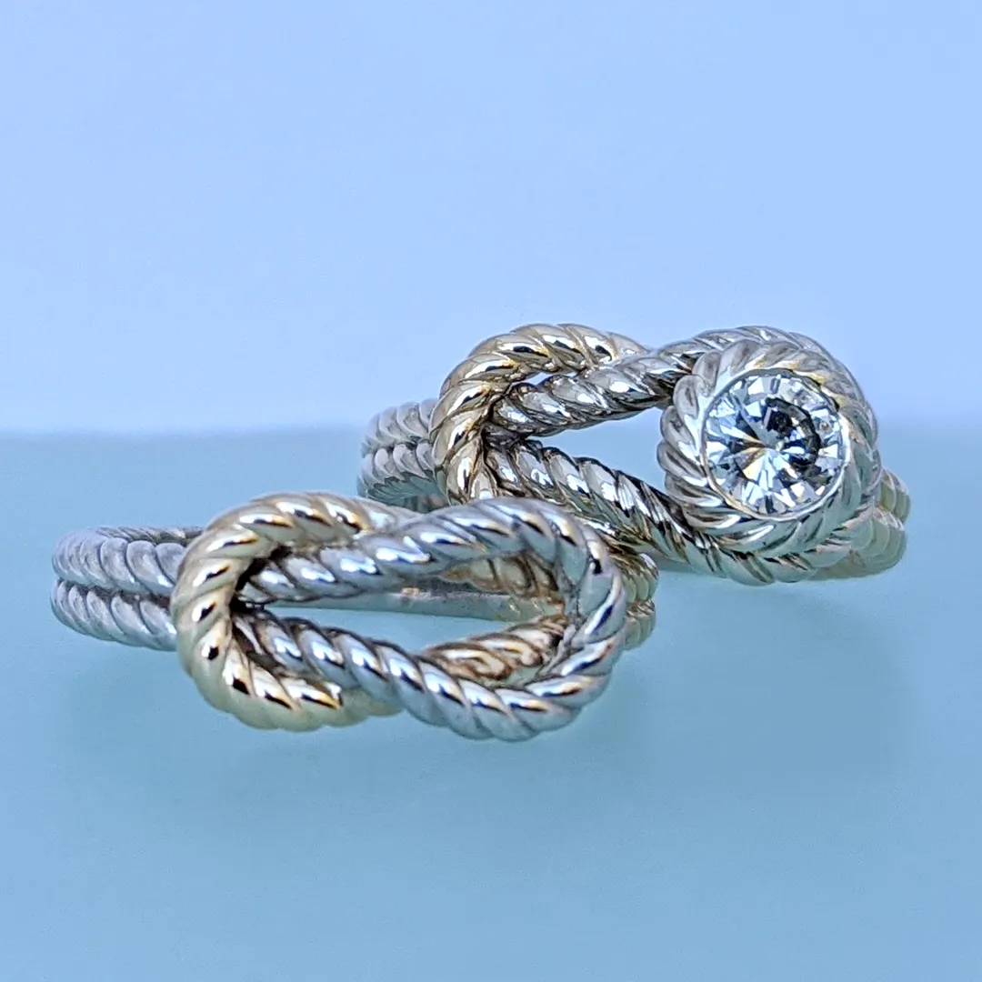 14K Two-Tone Gold Diamond Knot Ring