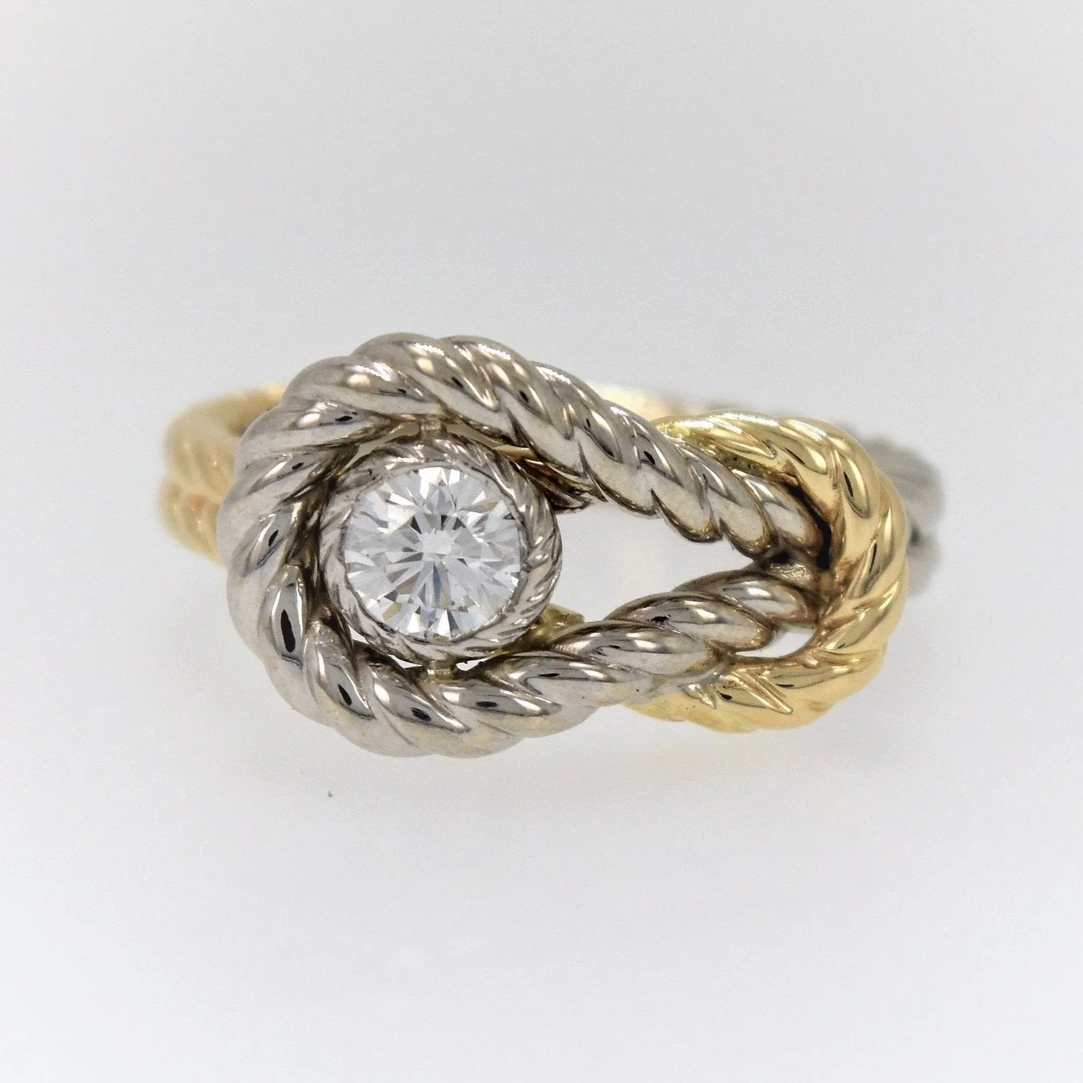 14K Two-Tone Gold Diamond Knot Ring