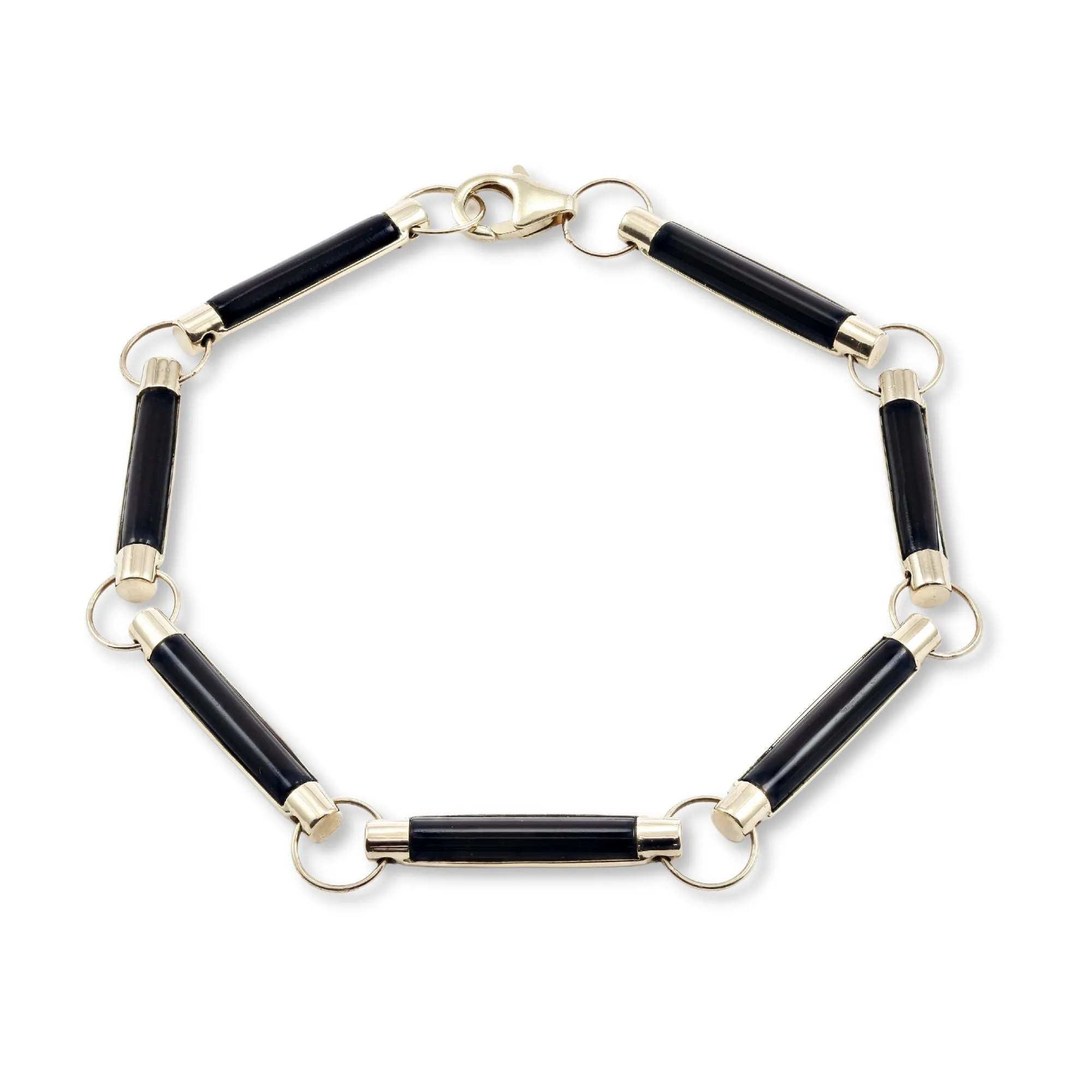 14K YELLOW GOLD BLACK ONYX BRACELET