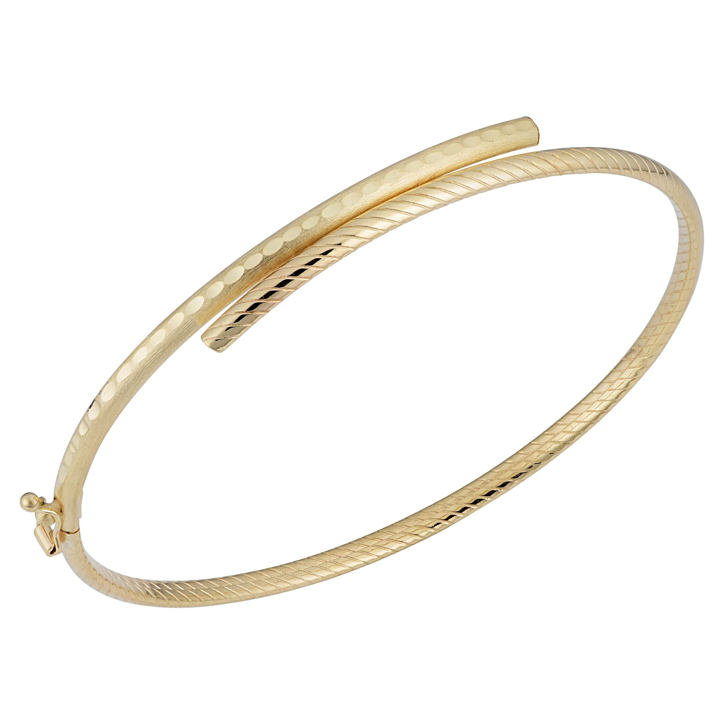 14k Yellow Gold Bypass Women's Bangle Bracelet, 7.5