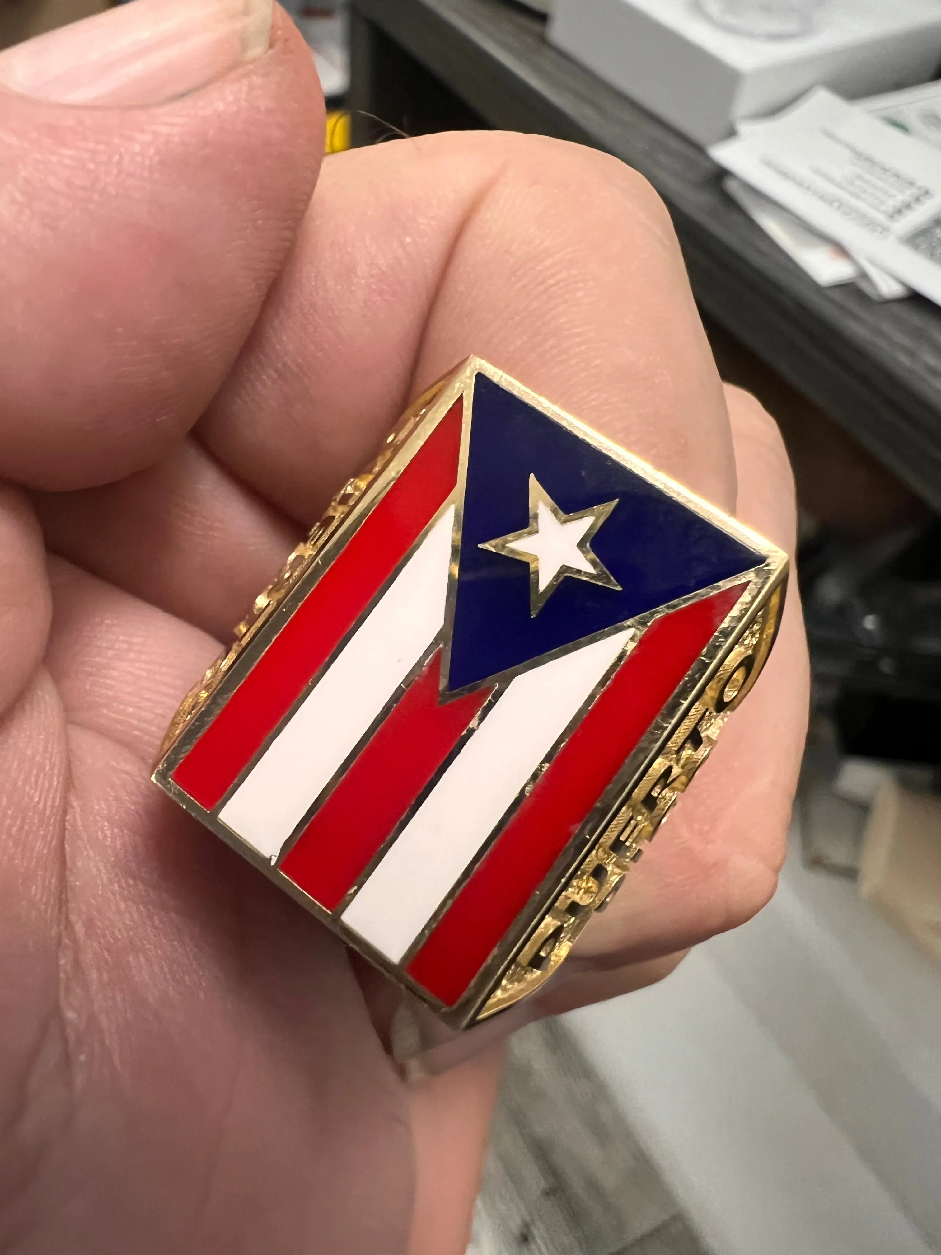 14K Yellow gold puerto rico flag ring-319570