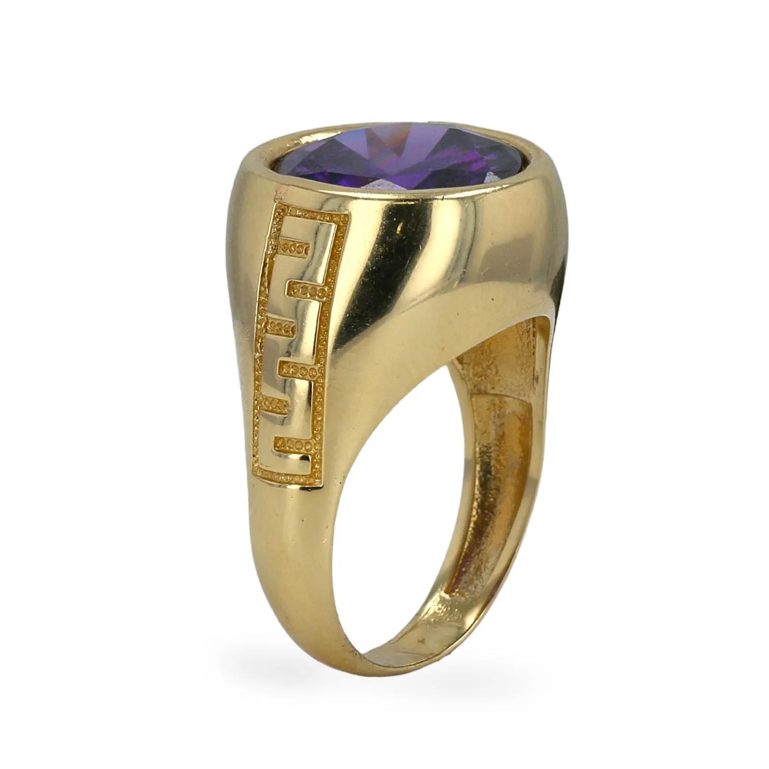 14K Yellow gold round amethyst ring -220645