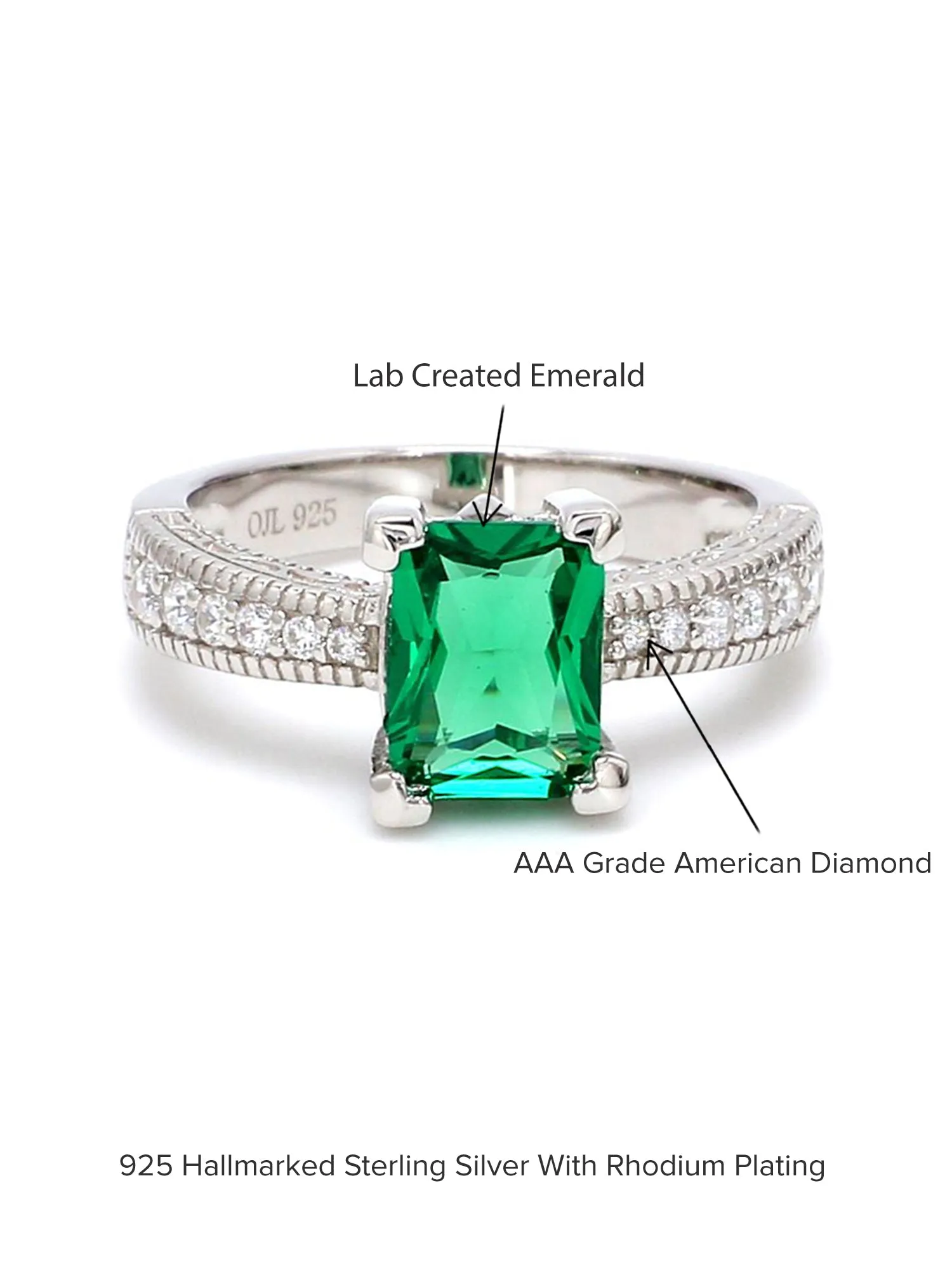 1.5 Ct Green Emerald Solitaire Ring in 925 Silver