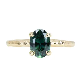 1.50ct Australian Oval Sapphire Evergreen Solitaire Ring in 14k yellow gold