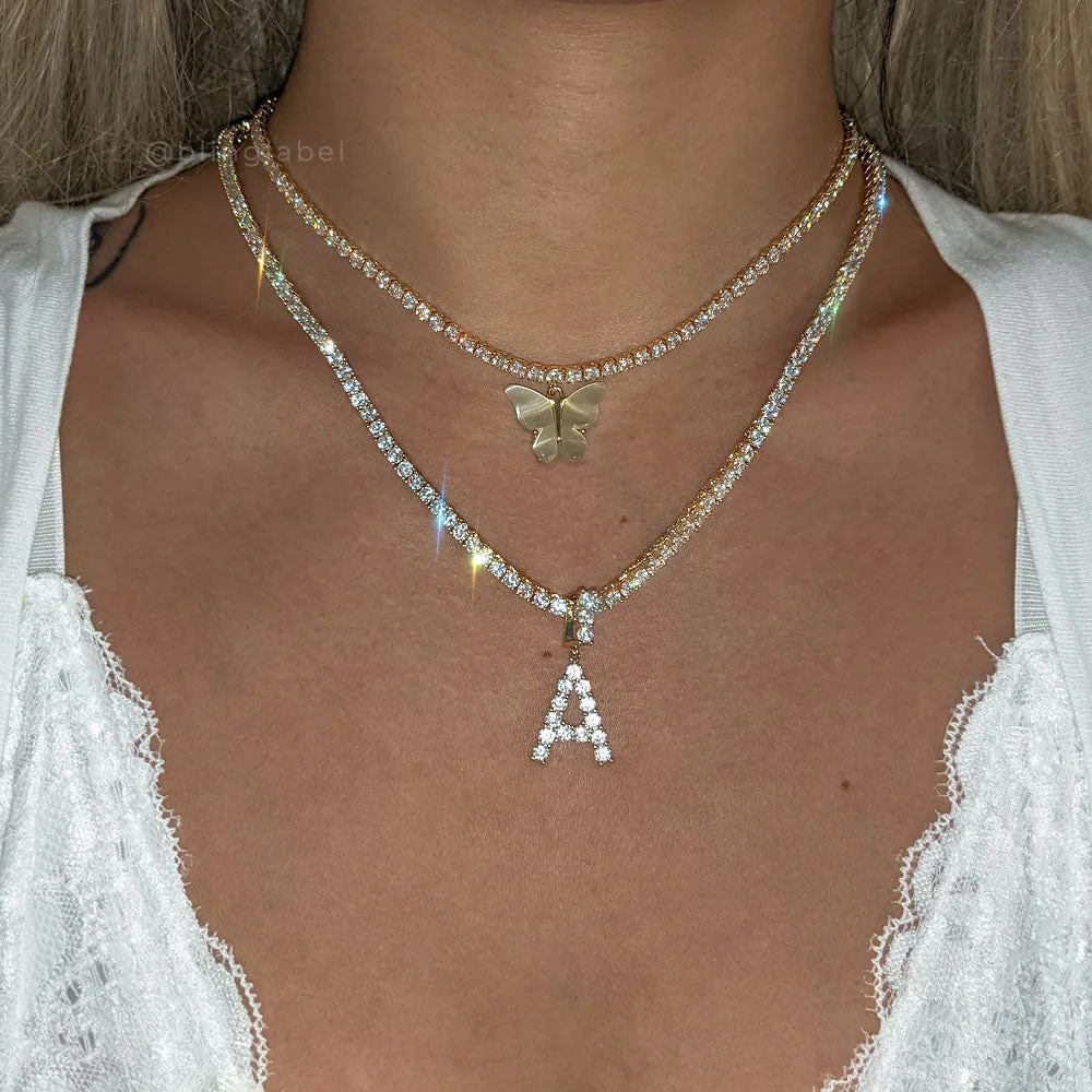 18K Diamond Butterfly Tennis Choker