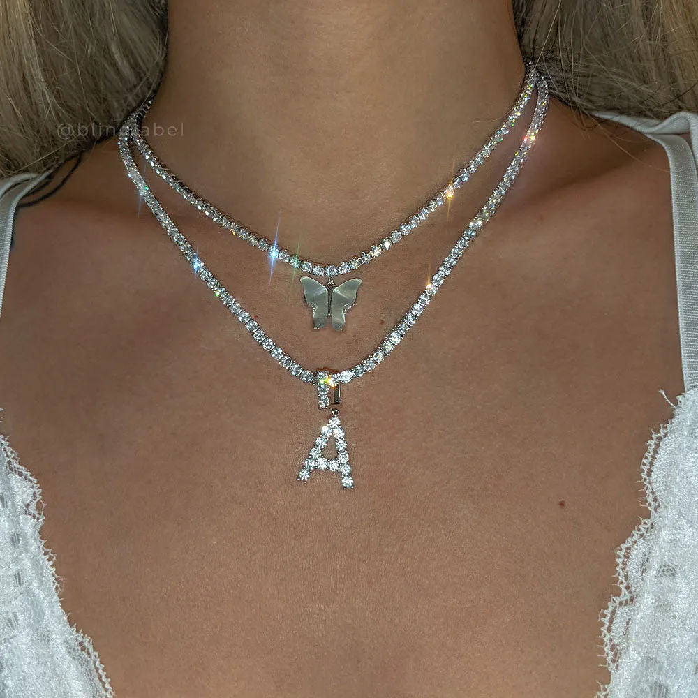 18K Diamond Butterfly Tennis Choker