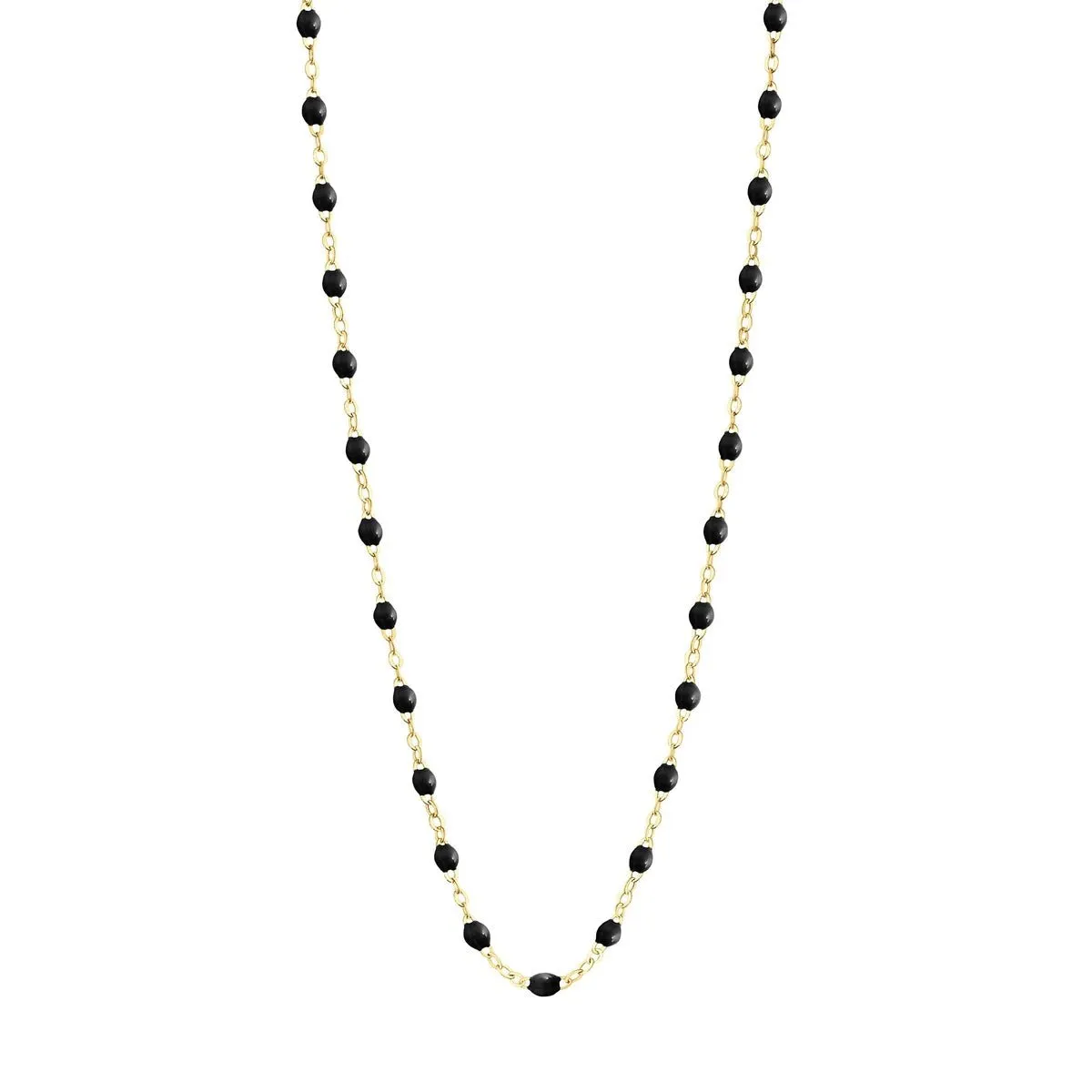 18K Gold Black Resin Beaded Classic Necklace