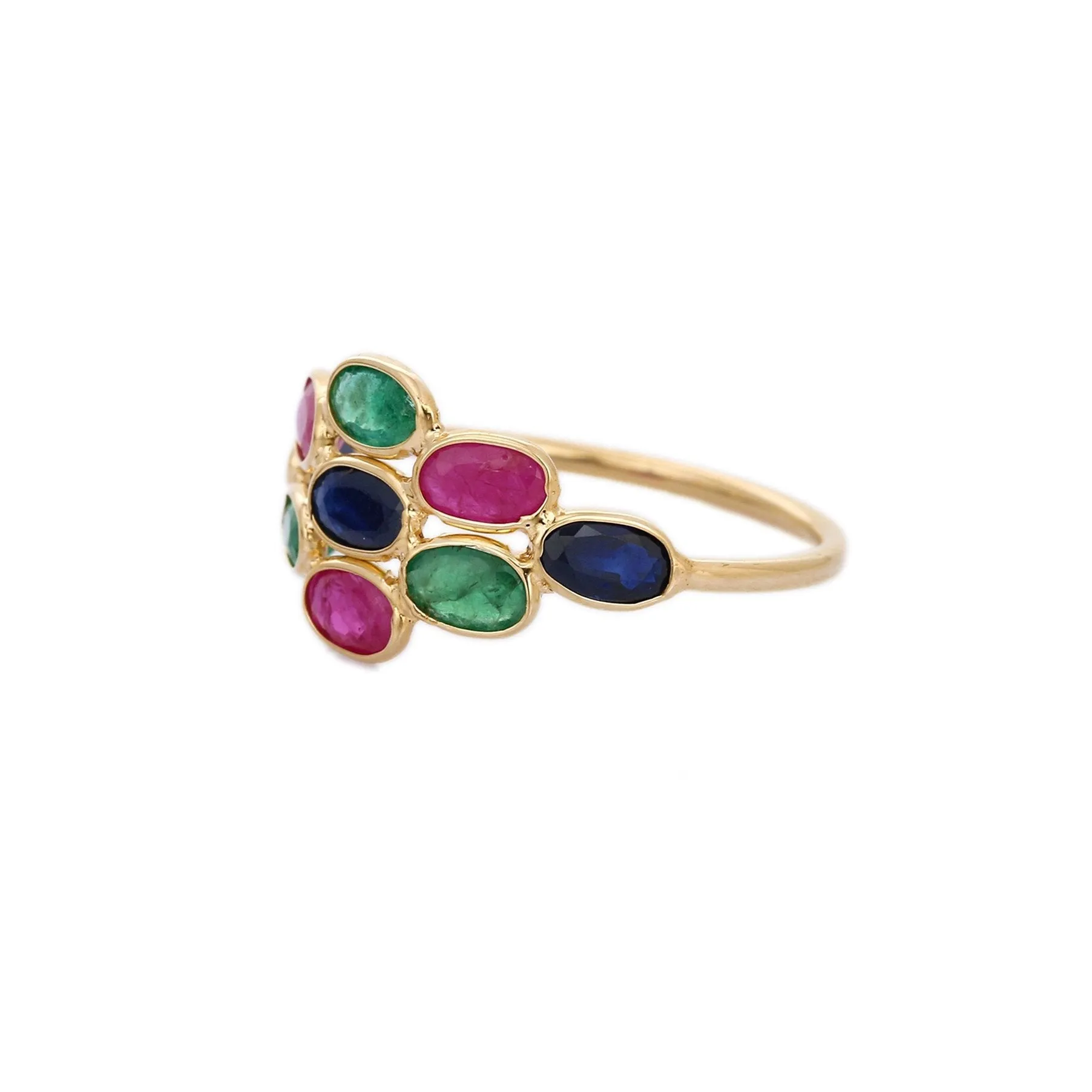 18K Gold ERS Multi Gemstone Ring