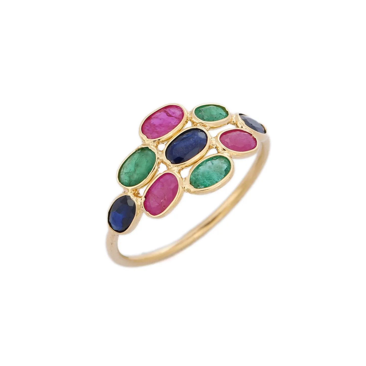 18K Gold ERS Multi Gemstone Ring