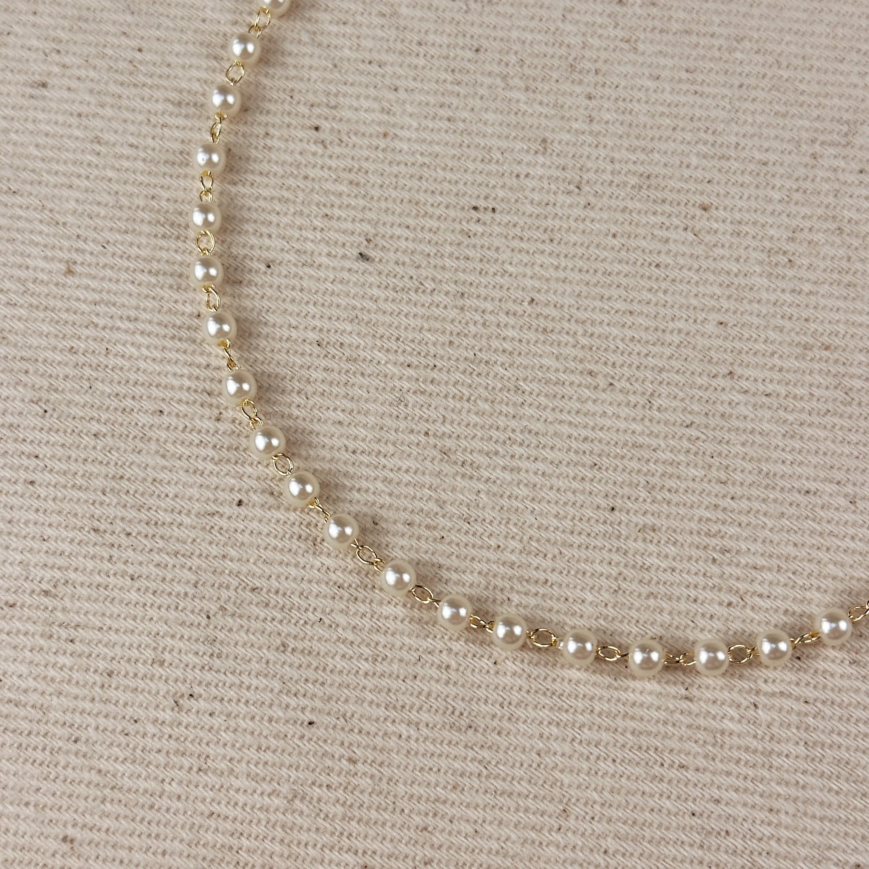 18k Gold Filled 3mm Pearls Choker Necklace