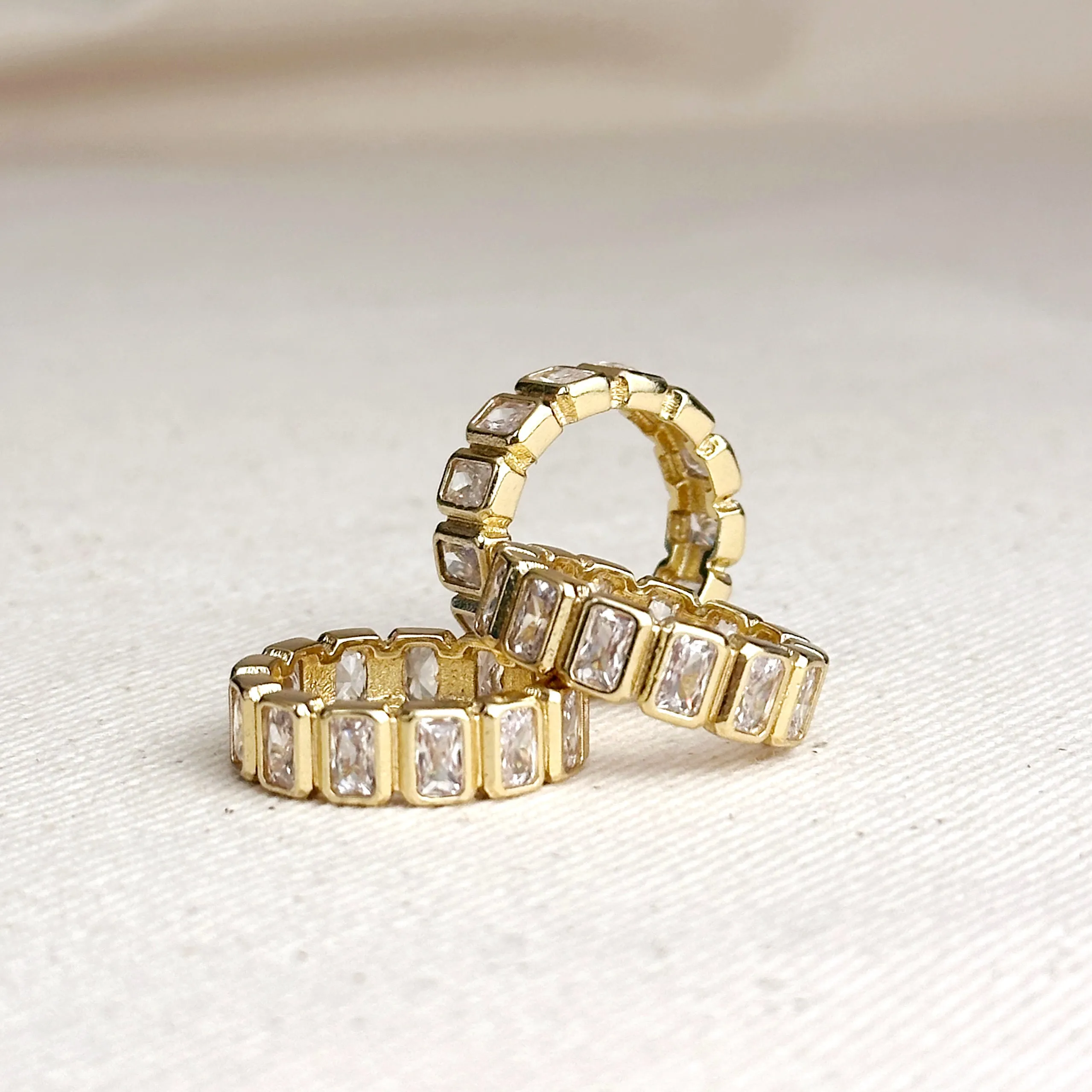 18k Gold Filled  Chunky CZ  Eternity Band Ring