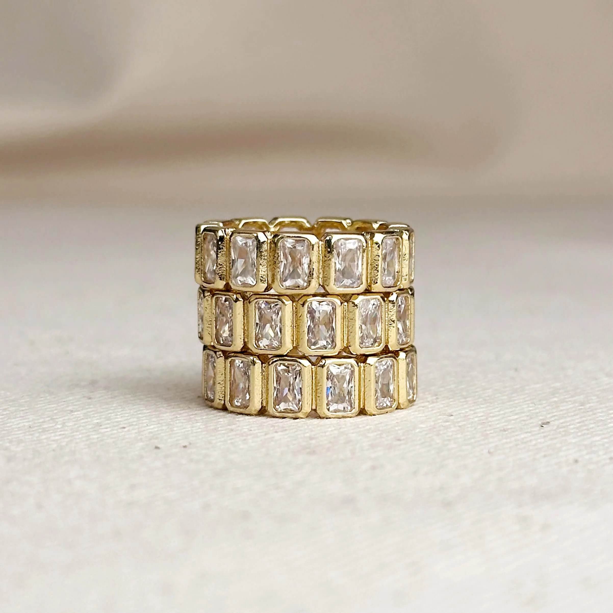 18k Gold Filled  Chunky CZ  Eternity Band Ring