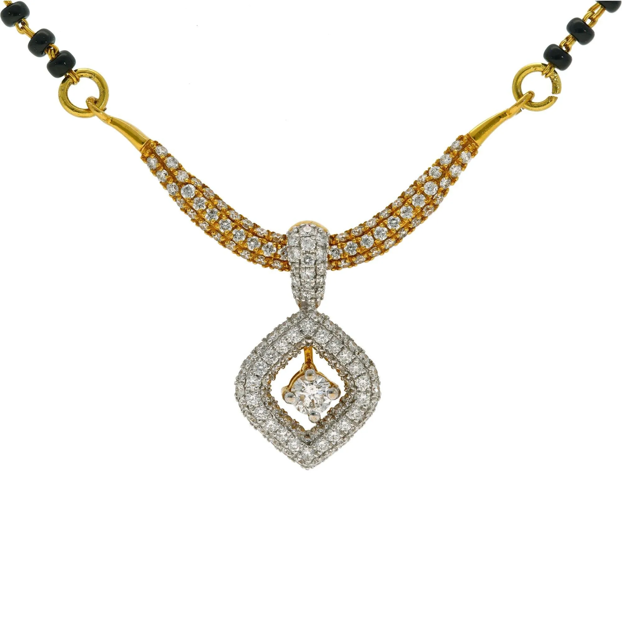 18K Multi-Tone Gold & Diamond Pendant Mangalsutra Necklace