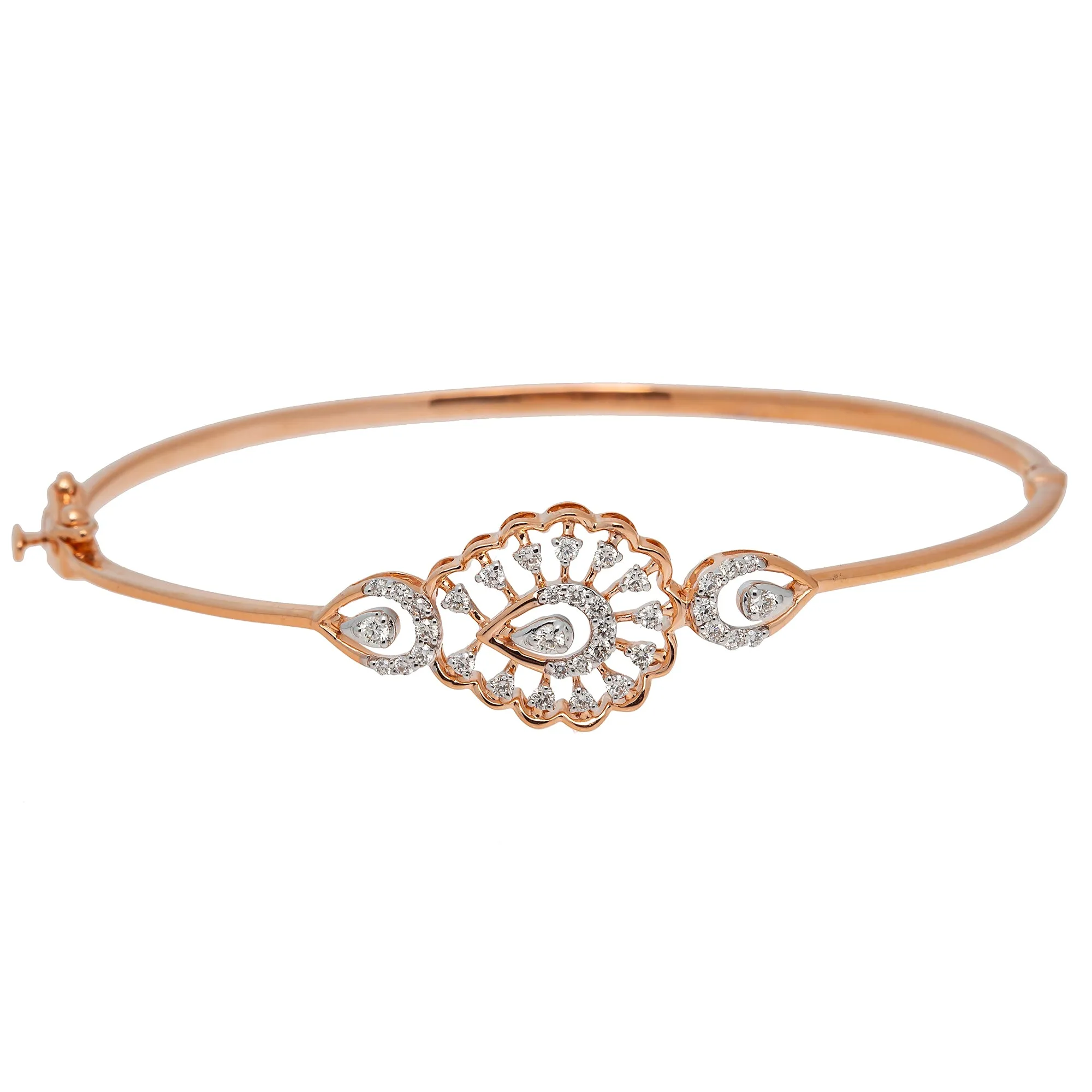 18K Rose Gold & 0.35ct Diamond Bangle (7.4gm)