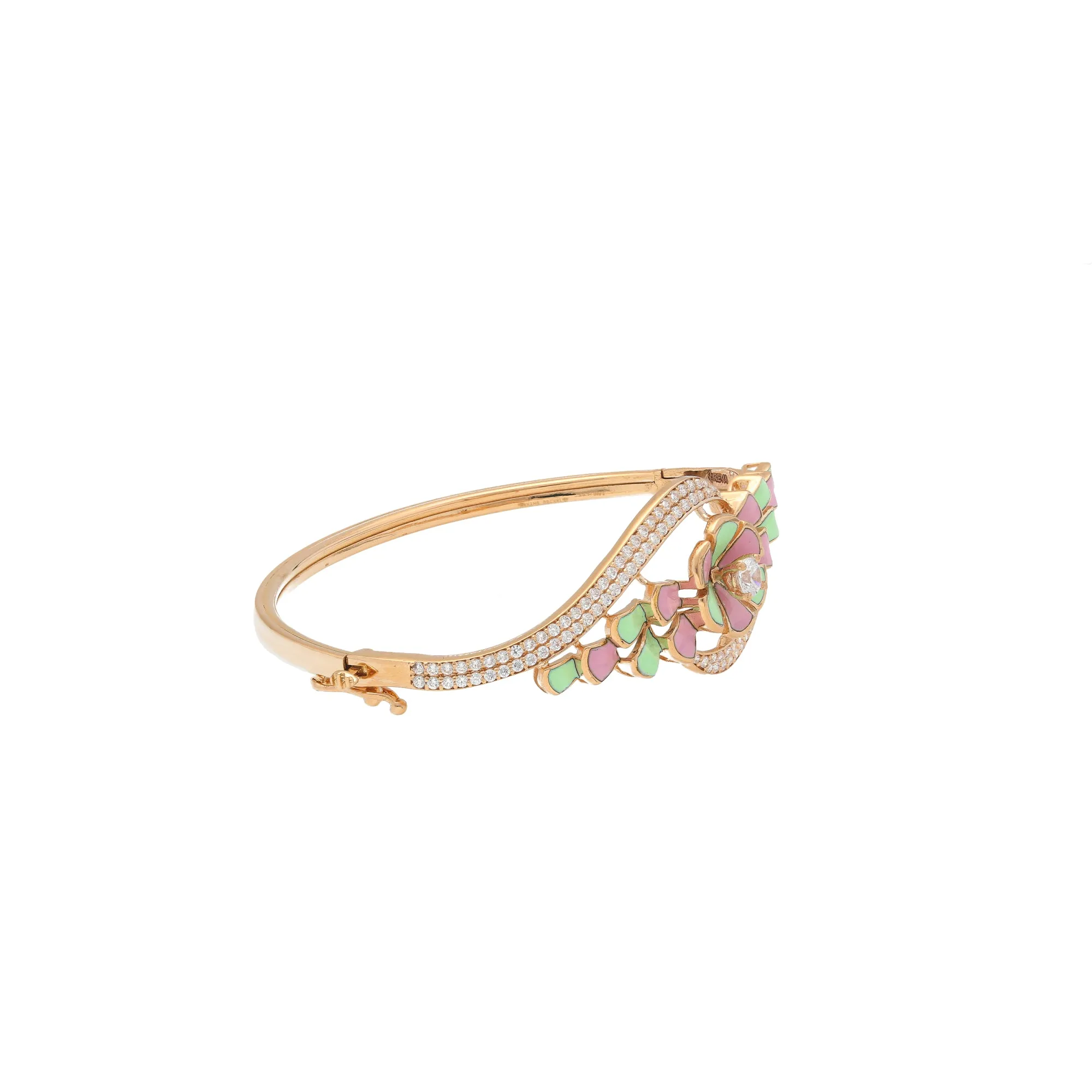 18K Rose Gold & CZ Bangle (14gm)