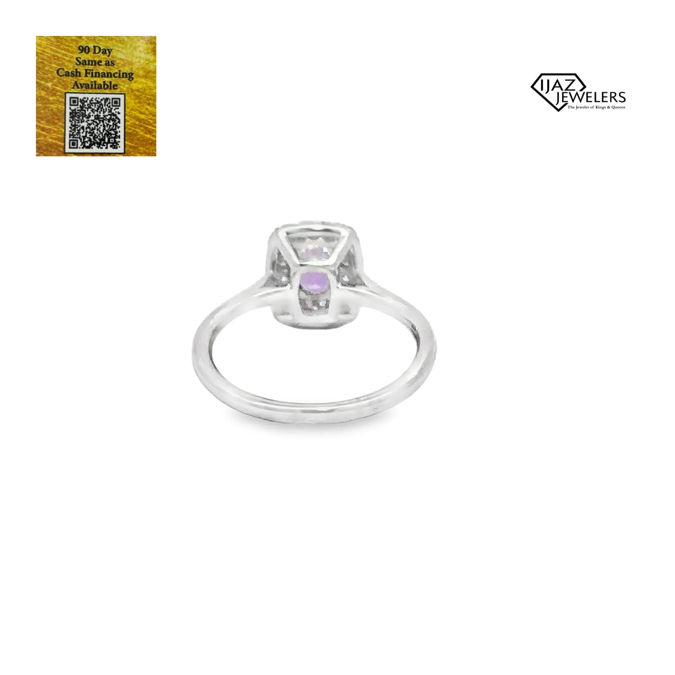 18K White Gold Diamond And Purple Sapphire Ladies Ring