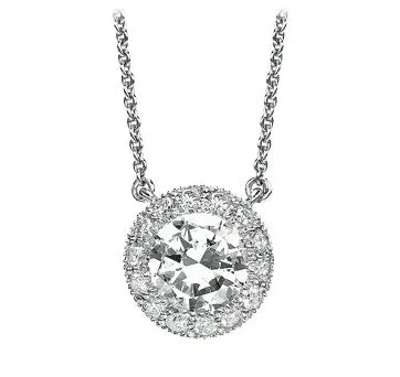 18K White Gold Diamond Pendant Surround By Diamonds