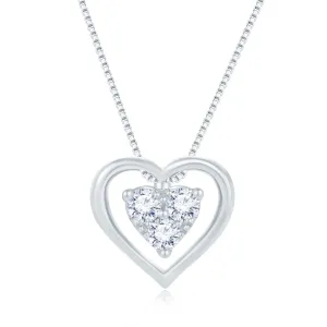 18K White Gold Heart Dia Pendant