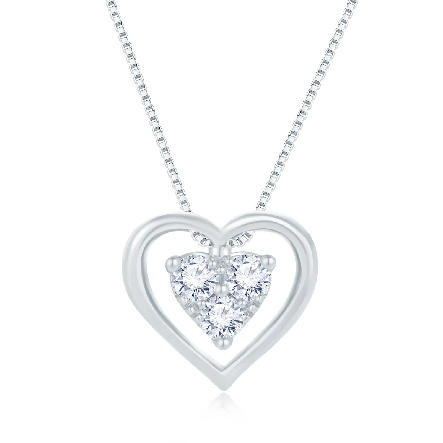 18K White Gold Heart Dia Pendant