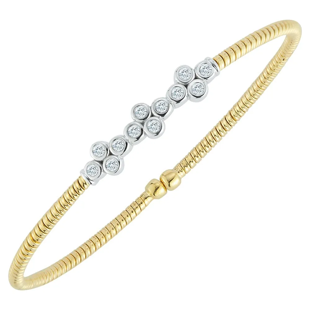 18K YELLOW AND WHITE GOLD DIAMOND FLEX BRACELET 0.30CTW