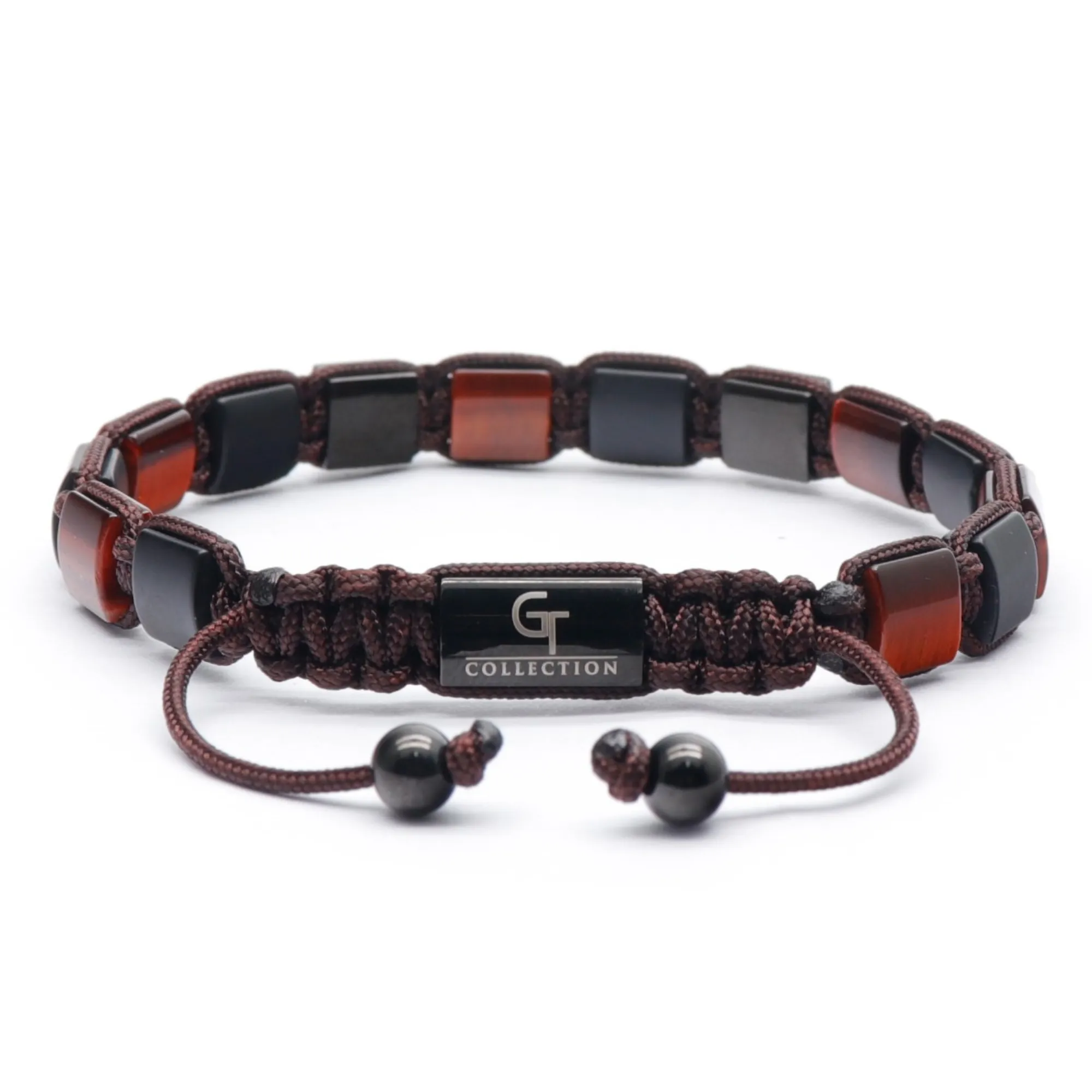 2 PIECE SET - RED TIGER EYE Single Bead & Flatbead Bracelet