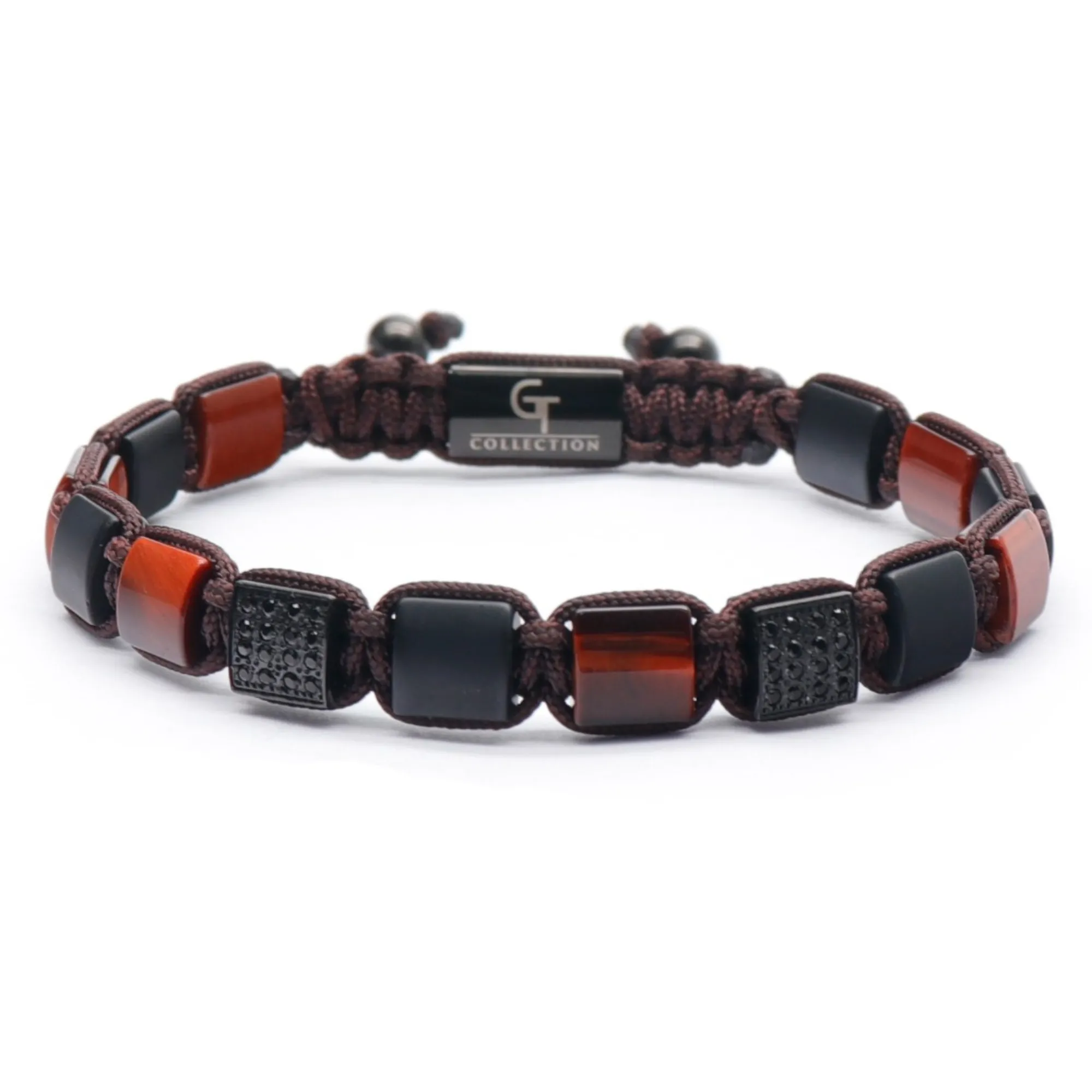 2 PIECE SET - RED TIGER EYE Single Bead & Flatbead Bracelet