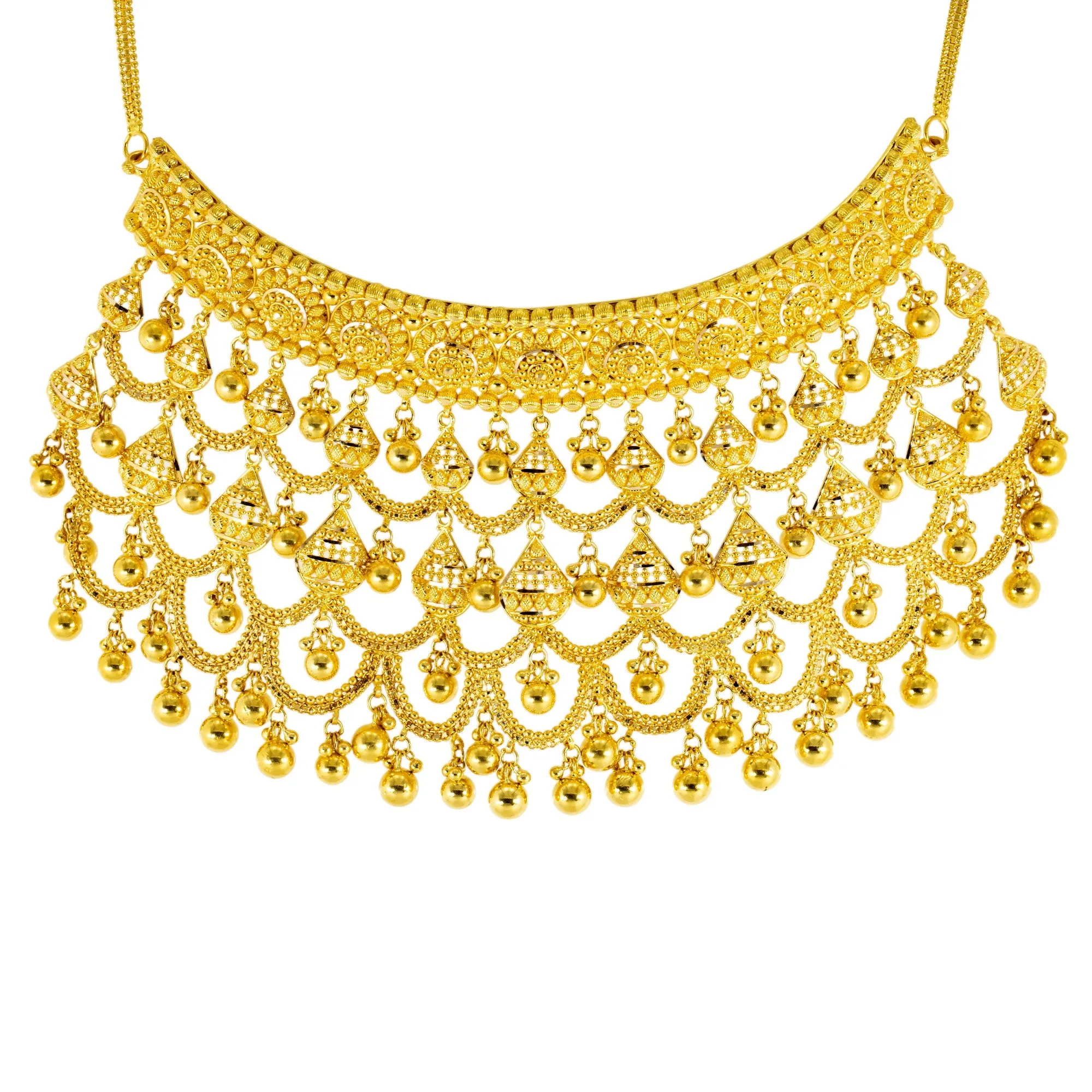 22K Yellow Gold Bridal Choker Necklace Set (120.1gm)