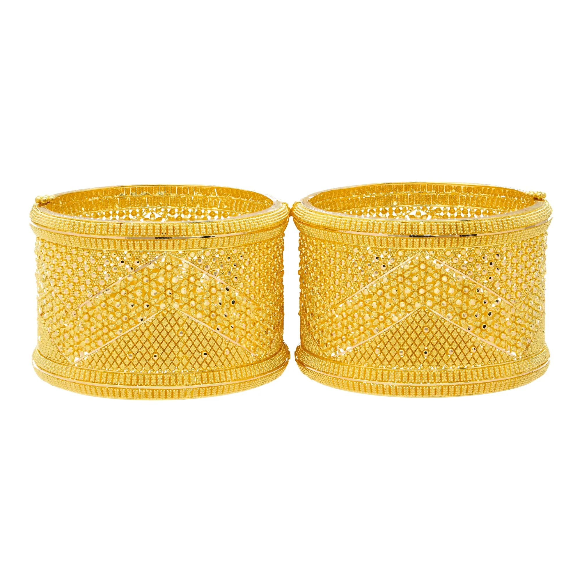 22K Yellow Gold Broad Bangle Set (149 grams)