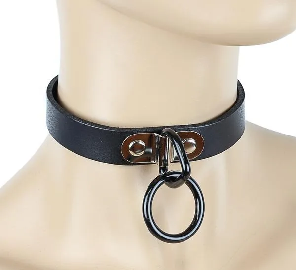 3/4 BLACK LEATHER CHOKER