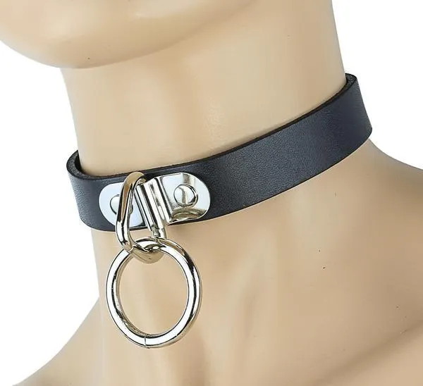 3/4 BLACK LEATHER CHOKER