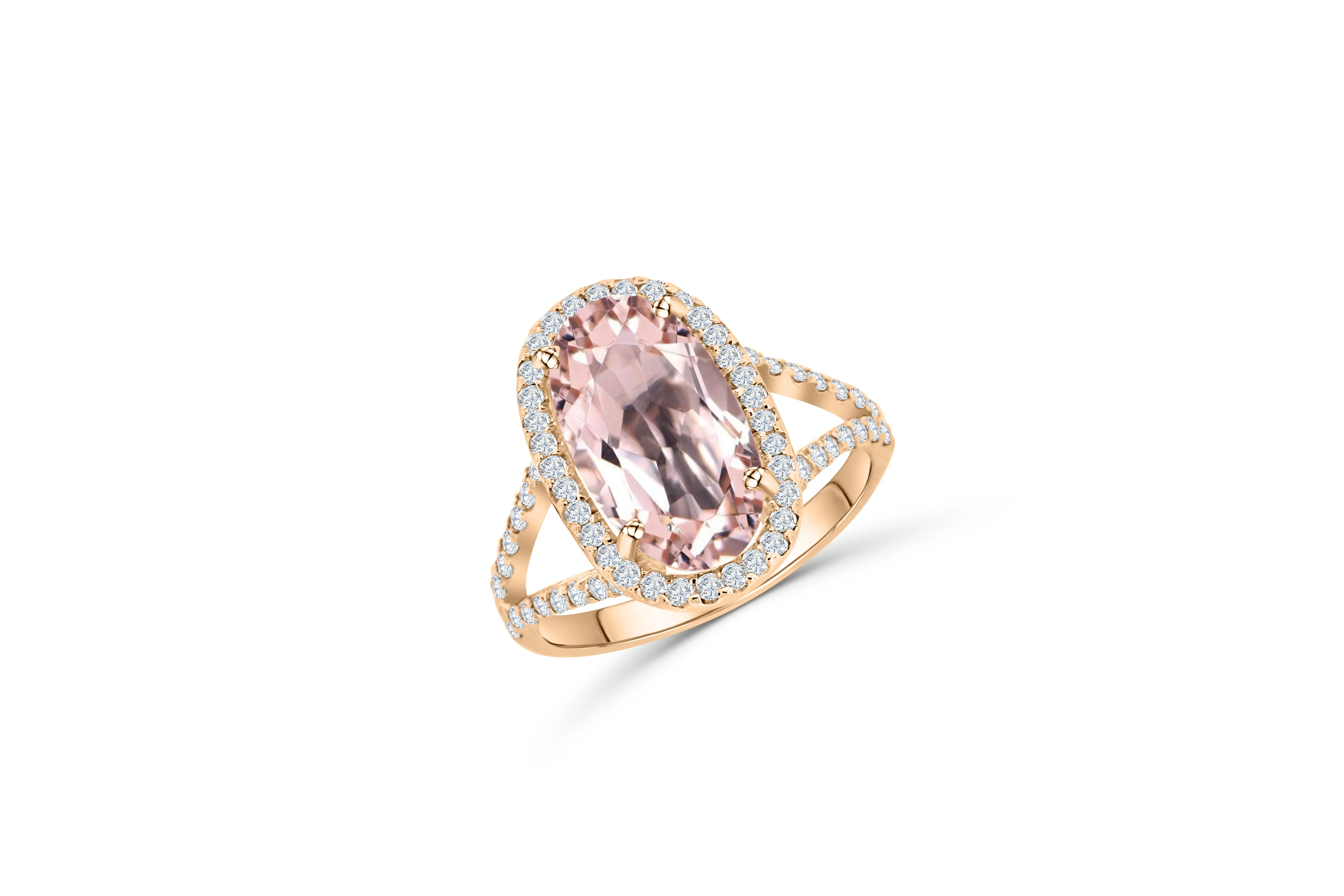 4.19 CT Oval Morganite Diamond Ring 0.68 CT TW Diamonds 14K Rose Gold MGR002